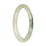 A small, round white jadeite bangle bracelet with a delicate pattern.