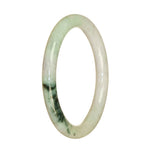 Genuine Type A White Pattern Jadeite Bangle Bracelet - 59mm Petite Round