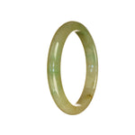 A small, round, green jadeite bangle bracelet with a genuine Grade A quality. Perfect for petite wrists, measuring 51mm in diameter. Sold by MAYS.