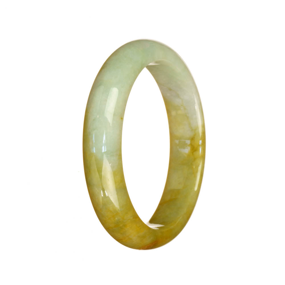 Authentic Untreated Green with Brown Jadeite Jade Bangle Bracelet - 53mm Half Moon