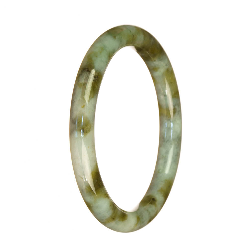 Genuine Grade A Light Green and Brown Pattern Burma Jade Bracelet - 59mm Petite Round