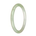 A close-up image of a delicate round white jade bracelet, measuring 60mm in size. The bracelet is made from genuine Grade A white jade, showcasing its smooth and polished surface. The natural beauty of the jade is highlighted, reflecting light and exuding elegance. This petite round bracelet is a timeless piece of jewelry, perfect for adding an understated touch of luxury to any outfit.