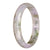 A lavender and green jadeite jade bangle bracelet with a half moon design, untreated and genuine.