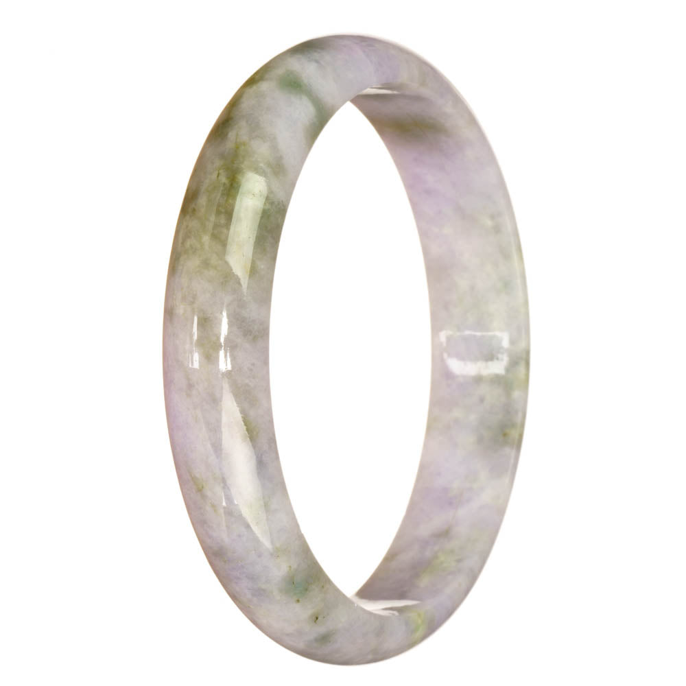 Genuine Untreated Lavender with Green Jadeite Jade Bangle Bracelet - 76mm Half Moon