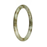 Genuine Type A Grey with Olive Green Pattern Jadeite Bangle Bracelet - 61mm Petite Round