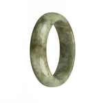 Close-up image of a beautiful green jade bangle with a half-moon shape, crafted with genuine Grade A traditional jade. Perfect for adding elegance to any outfit.