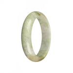 Genuine Grade A Pale Green with Olive Green Pattren Traditional Jade Bangle Bracelet - 54mm Half Moon
