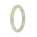 A close-up image of a petite round white traditional jade bangle bracelet. The bangle is made of authentic Grade A white jade and has a smooth, polished surface. The bracelet measures 55mm in circumference and features a traditional design.