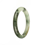 An elegant Burmese jade bracelet with a unique green pattern, featuring a 53mm half moon design.