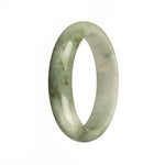 Authentic Type A White with Green Pattern Burma Jade Bangle Bracelet - 56mm Half Moon