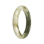 Authentic Grade A White and Green Traditional Jade Bracelet - 57mm Half Moon