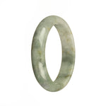 Authentic Natural White with Green Pattern Burma Jade Bangle Bracelet - 55mm Half Moon