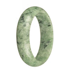 Real Type A Green with Dark Green Pattern and Apple Green Spots Jade Bracelet - 63mm Half Moon