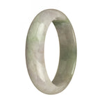 A half-moon shaped jade bracelet with a traditional green pattern, featuring real untreated lavender gemstones.