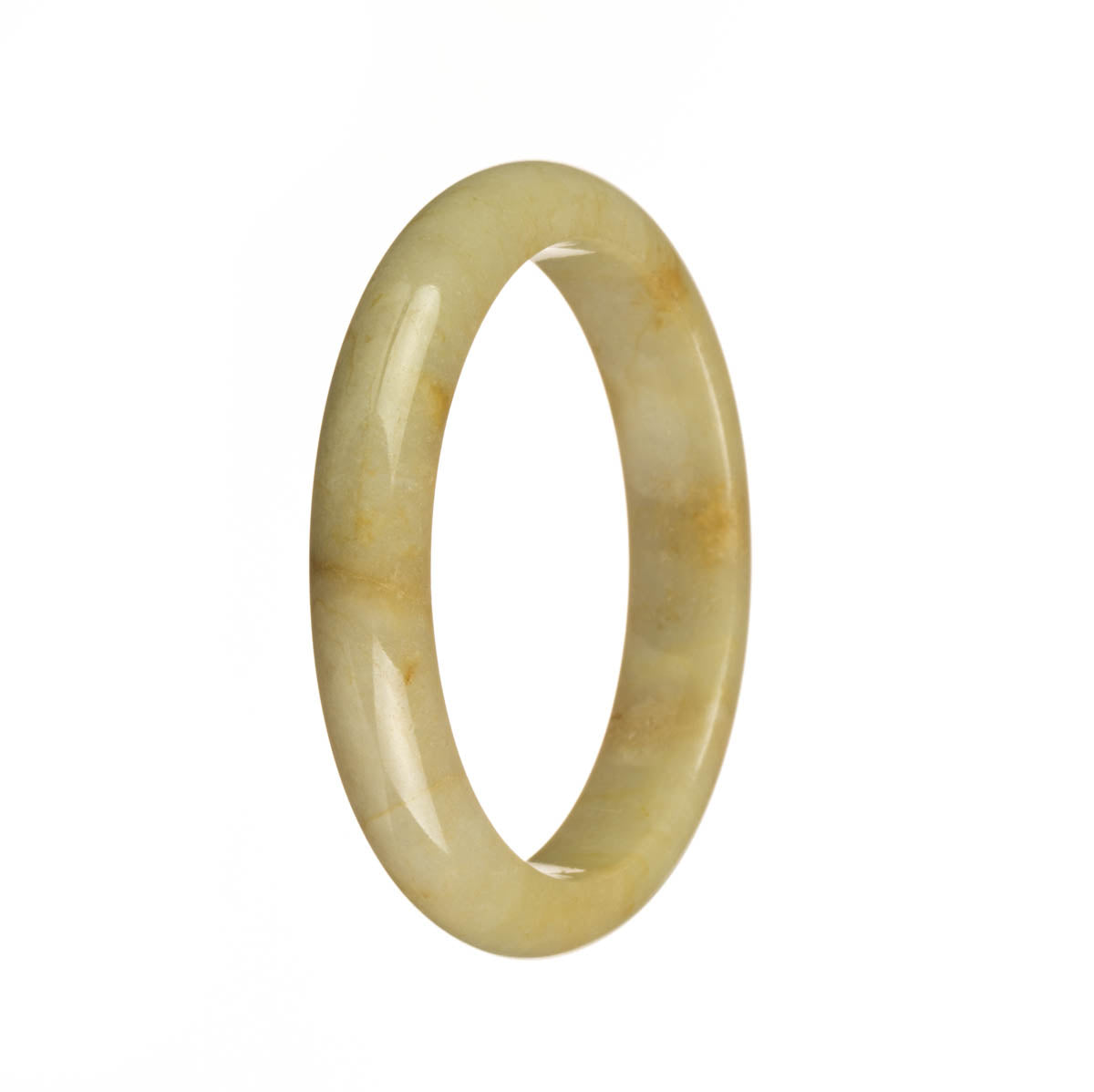 Genuine Grade A Yellow Traditional Jade Bangle Bracelet - 55mm Half Moon