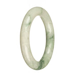 Authentic Natural White with Green Pattern Traditional Jade Bracelet - 57mm Round