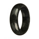 Genuine Natural Black Burma Jade Bangle Bracelet - 61mm Half Moon