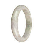 A beautiful traditional jade bangle in lavender and olive green colors, certified Grade A. The bangle is in a 62mm half moon shape and is made by MAYS.