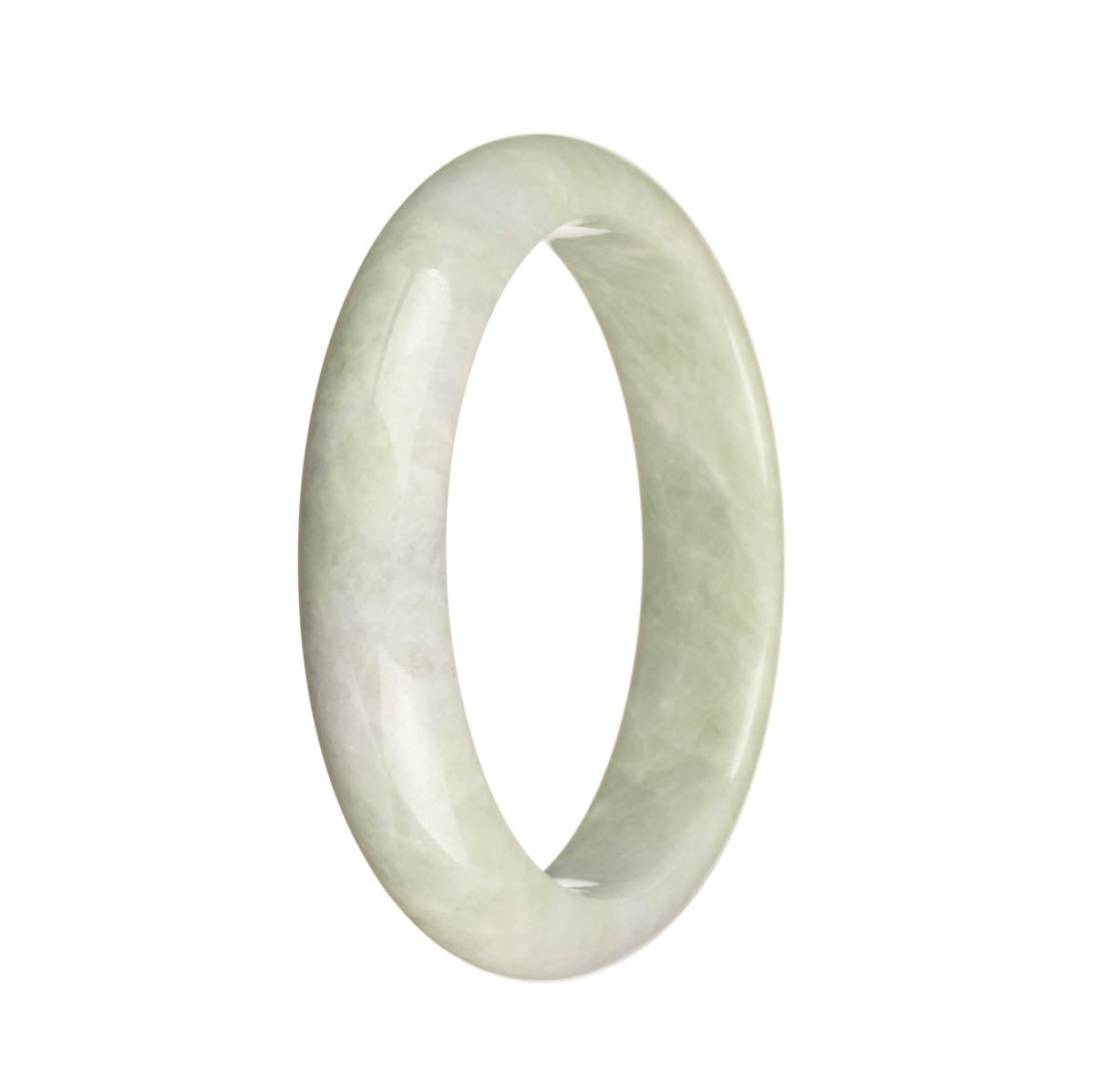 A beautiful half moon-shaped bracelet made of real natural green and lavender Burma jade.