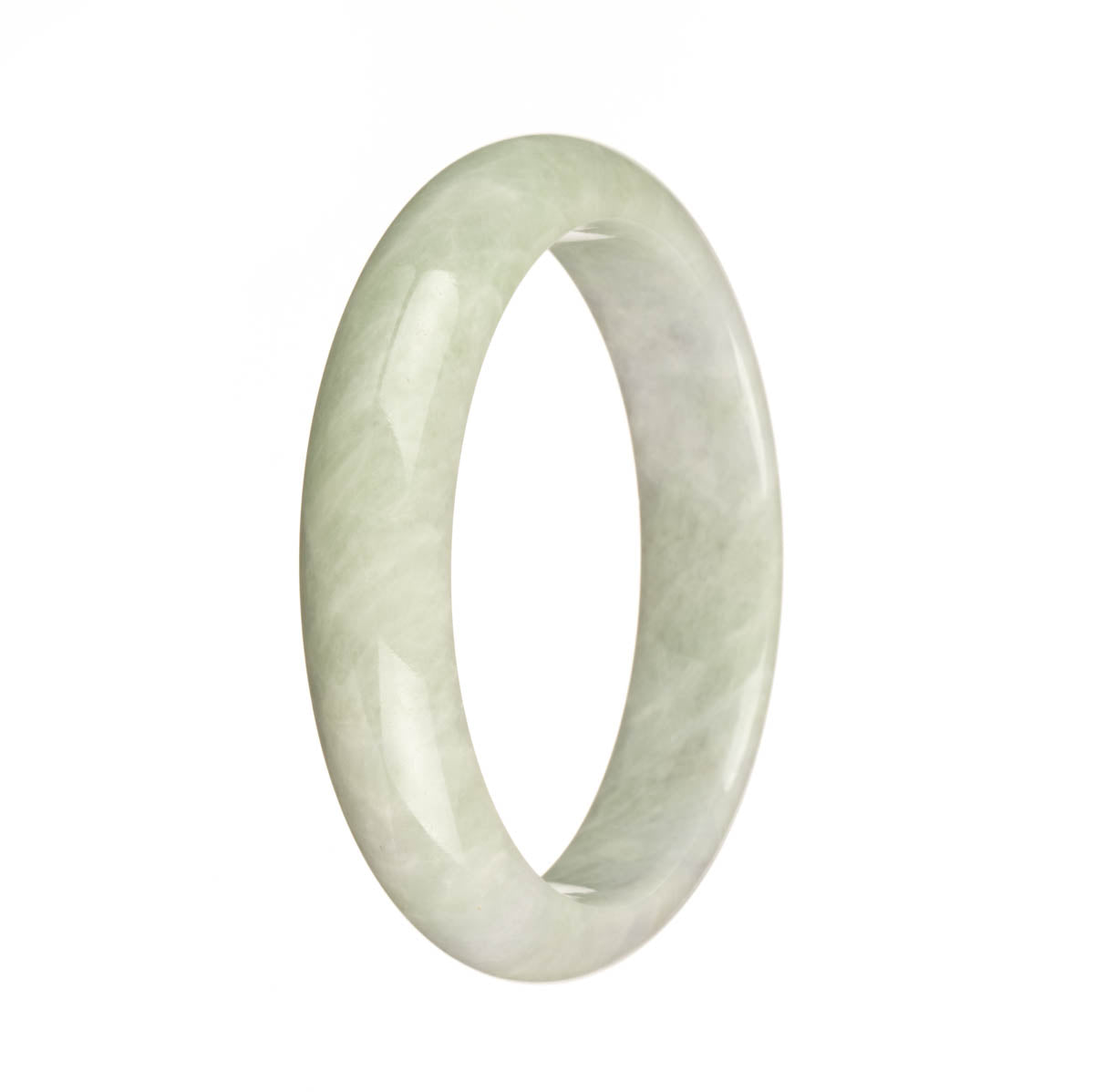 Real Natural Green and Lavender Burma Jade Bracelet - 59mm Half Moon