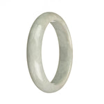 A high-quality, half-moon shaped Burmese Jade bangle bracelet in a beautiful greyish lavender color.