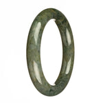 Genuine Grade A Dark Green with Apple Green Spots Jade Bangle - 61mm Petite Round