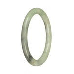 A small round jade bangle with green and grey hues, crafted with high-quality grade A jade. Perfect for adding a touch of traditional elegance to any outfit.