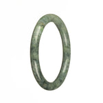 A small round Burmese jade bangle bracelet with a genuine grade A greyish green and apple green pattern.