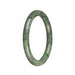A beautiful and delicate round Burma Jade bracelet featuring authentic Grade A Greyish Green and Apple Green patterns. The bracelet measures 55mm and is crafted by MAYS.