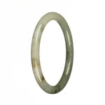 A beautiful green and white jade bangle bracelet with a petite round shape, sourced from Burma.