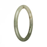 Genuine Grade A Green and White Jade Bangle Bracelet - 60mm Petite Round