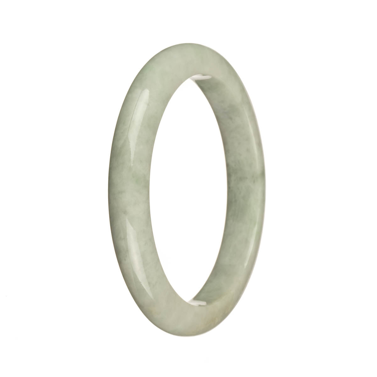 A pale green jadeite bracelet with a green pattern, 58mm in size and certified as untreated.