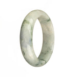 Real Grade A White and Lavender with Green Patterns Jadeite Jade Bangle Bracelet - 55mm Half Moon
