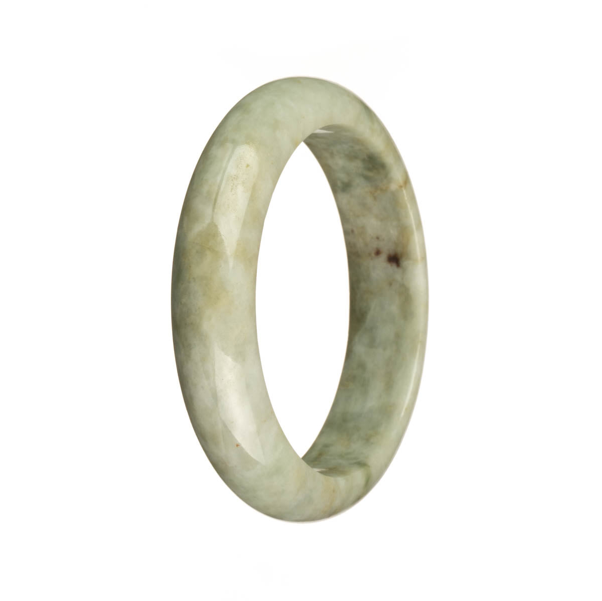 Genuine Natural Grey with Brown Patterns Burma Jade Bangle - 55mm Half Moon