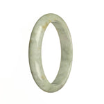Genuine Grade A Greyish Green with Brown Patterns Burma Jade Bangle Bracelet - 60mm Half Moon