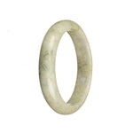 Genuine Natural Grey Burma Jade Bangle - 54mm Half Moon