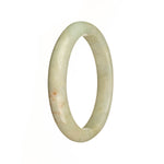 Certified Natural White with Red Patterns Burma Jade Bracelet - 56mm Semi Round