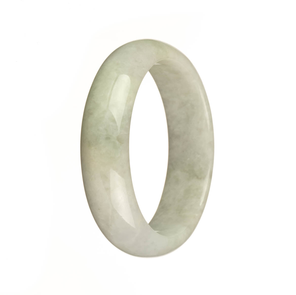 Genuine Grade A Greyish Green Jadeite Bangle - 56mm Half Moon