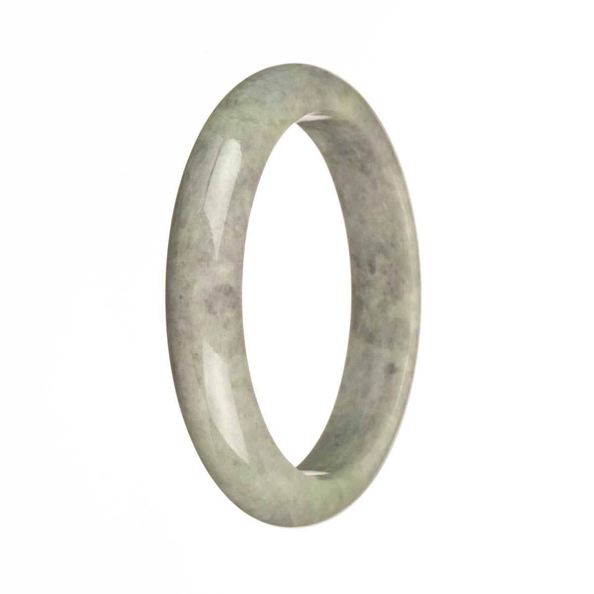 A beautiful half-moon shaped bracelet made of genuine Grade A Burmese Jade in a unique greyish lavender color.
