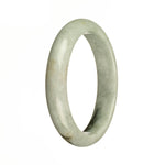 Genuine Grade A Grey with Dark Green Pattern Traditional Jade Bracelet - 59mm Half Moon