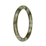 Genuine Untreated Grey with Olive Green Patterns Jadeite Bangle - 59mm Petite Round