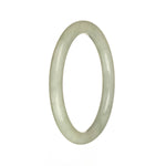 Genuine Type A Greyish White with Light Green Patterns Traditional Jade Bangle Bracelet - 56mm Petite Round