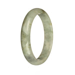 Authentic Grade A Light Grey with Grey and Brown Patterns Burmese Jade Bangle Bracelet - 59mm Half Moon