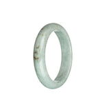 A light grey traditional jade bracelet with a half moon design, measuring 59mm. Certified Grade A.