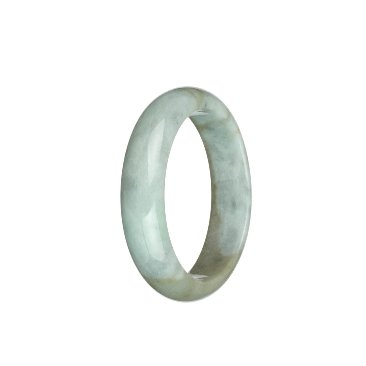 An elegant grey with brown jade bangle, featuring a half moon design.