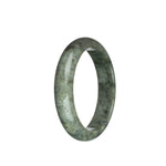 Close-up image of a stunning Burmese Jade bracelet with a half-moon shape. The bracelet features a beautiful combination of grey and brown spots, exuding a sense of elegance and natural beauty. It is certified Grade A, ensuring high quality and authenticity. The bracelet measures 57mm in size and is a perfect accessory to enhance any outfit. Designed by MAYS™.