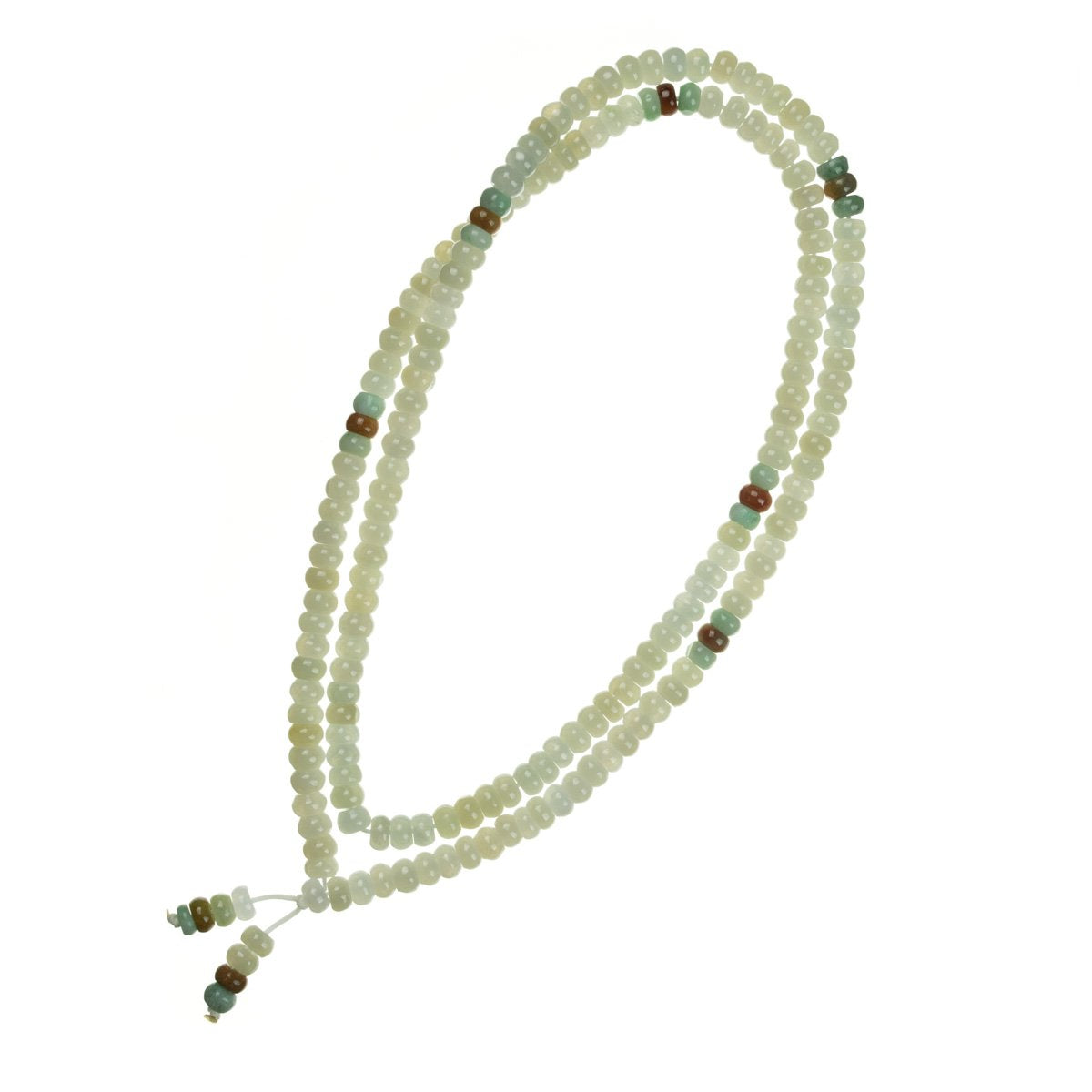 Green with Brown and Red Jadeite Jade Bead Necklace
