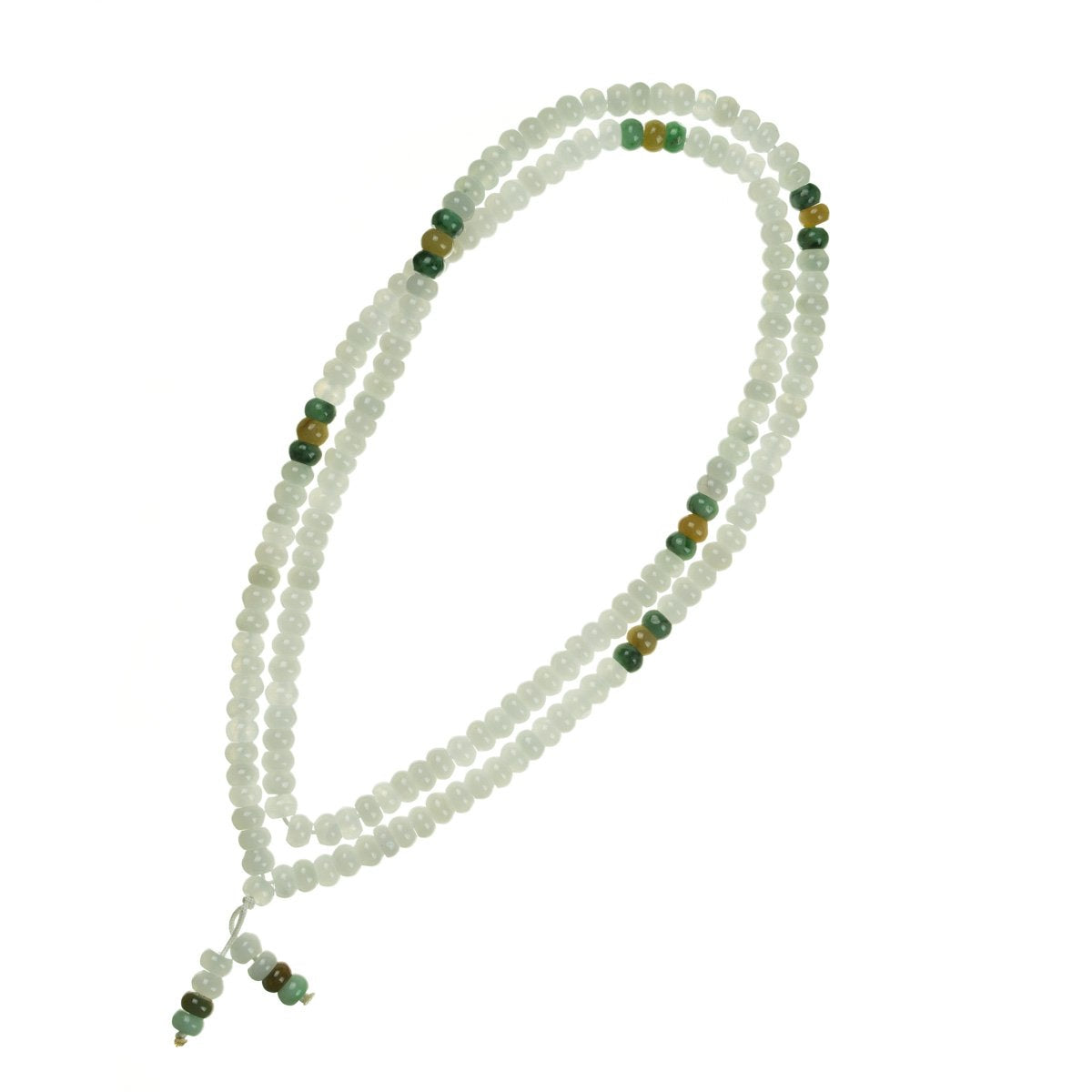 Green with Yellow Jadeite Jade Bead Necklace