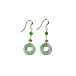 Icy Bluish Green Jade Gold Drop Earrings