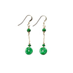 Emerald Green Jade Gold Drop Earrings